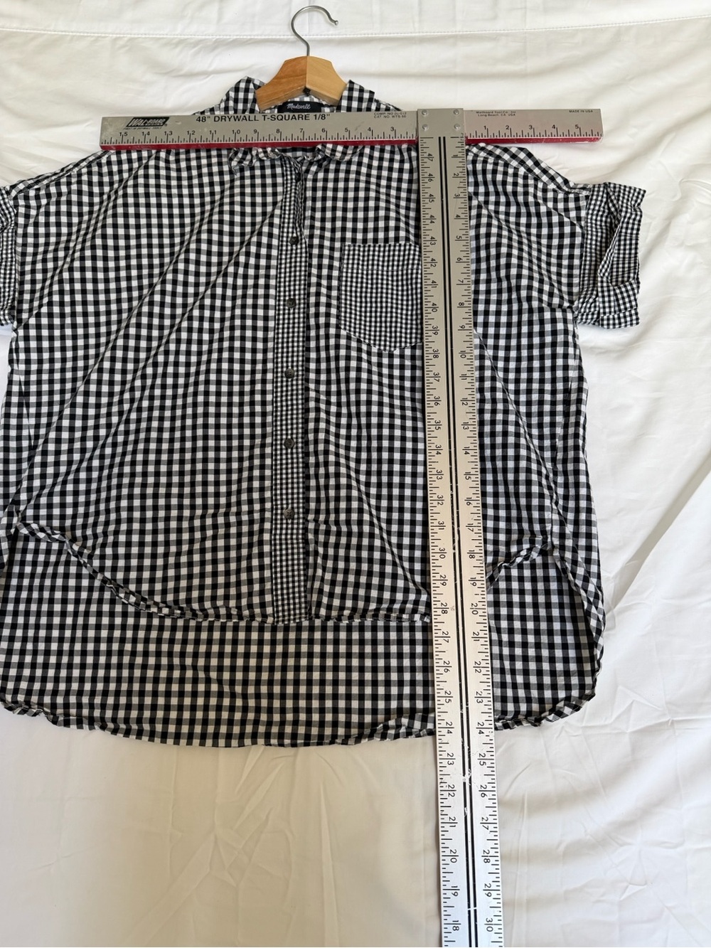 Madewell Black & White Gingham Short-Sleeve Button Front Shirt - Picture 5 of 6